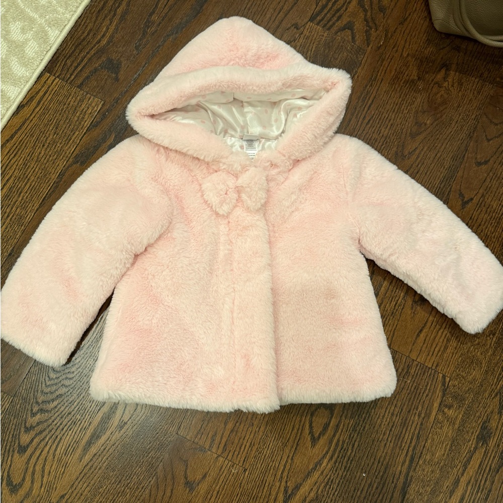 Little Me Pink Fuzzy Hooded Coat